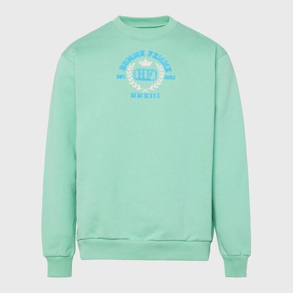 HOMME + FEMME NWT EMBROIDERED ROYAL CREST CREWNECK GREEN MSRP $198 Large *NEW* - Picture 3 of 8